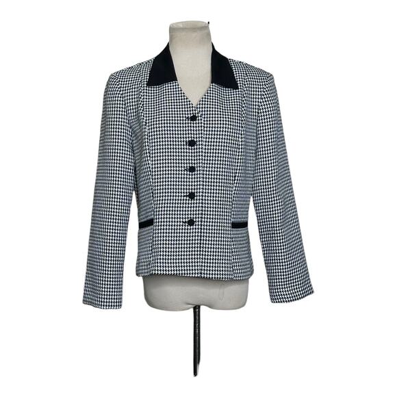 Miss Dorby black white houndstooth button blazer size 10P - Picture 10 of 10